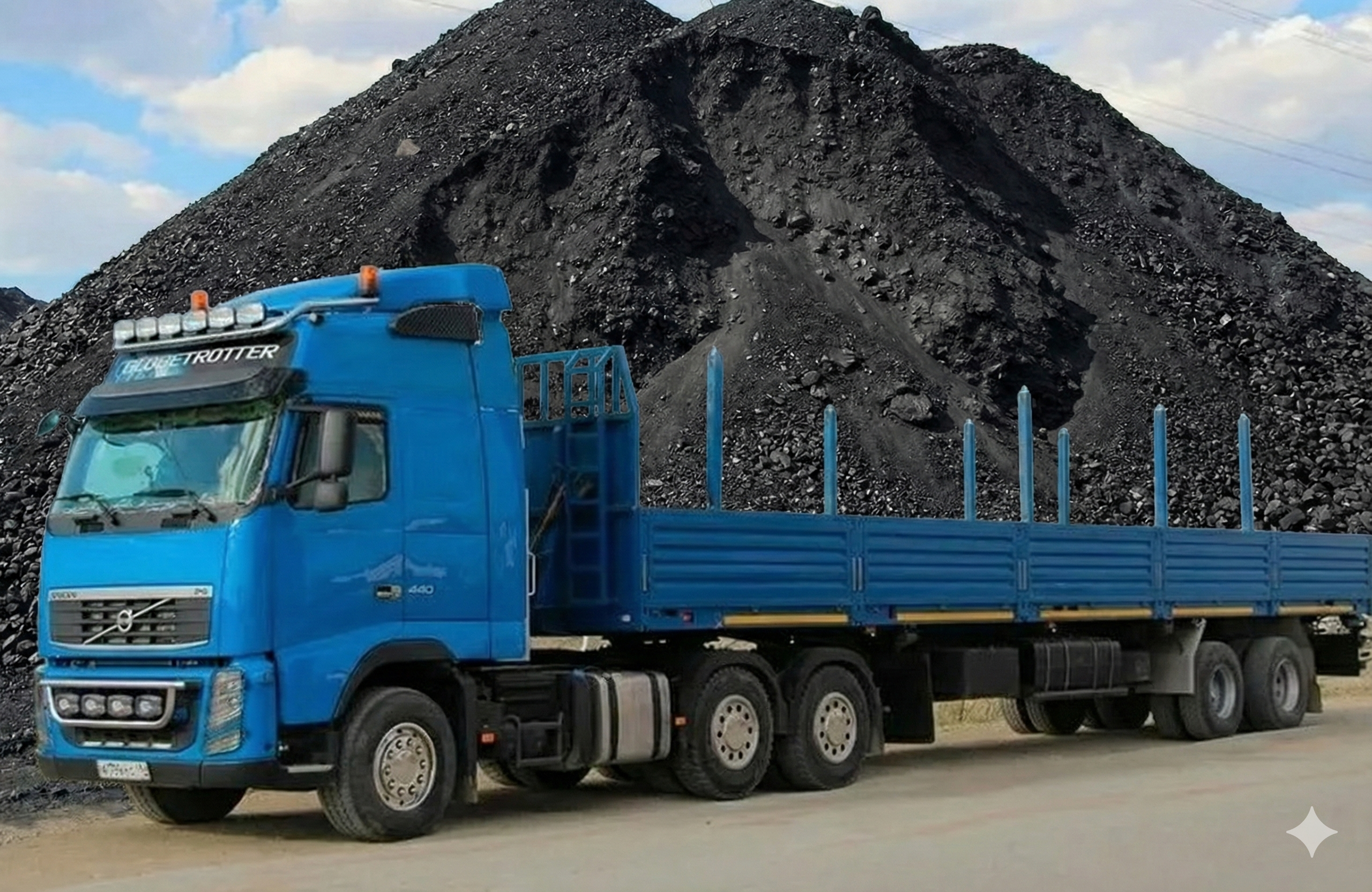 Тягач с бортовым полуприцепом